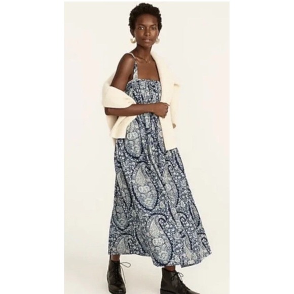 J.CREW Dresses & Skirts - J.CREW Womens Paisley Poplin Cotton Long A-Line Dress Sz 4 Boho Prairie Cottage